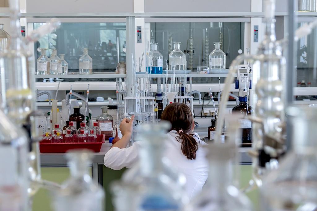 A scientist studies dog behavior in a lab